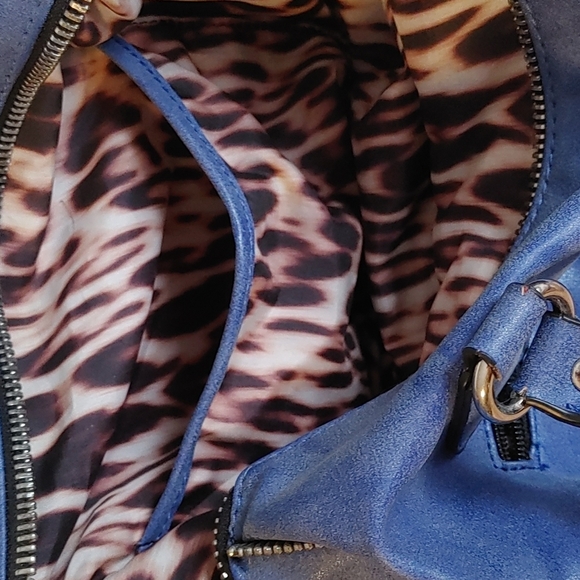 💚Nicole Miller Blue zipper satchel with crossbody strap - Picture 10 of 16